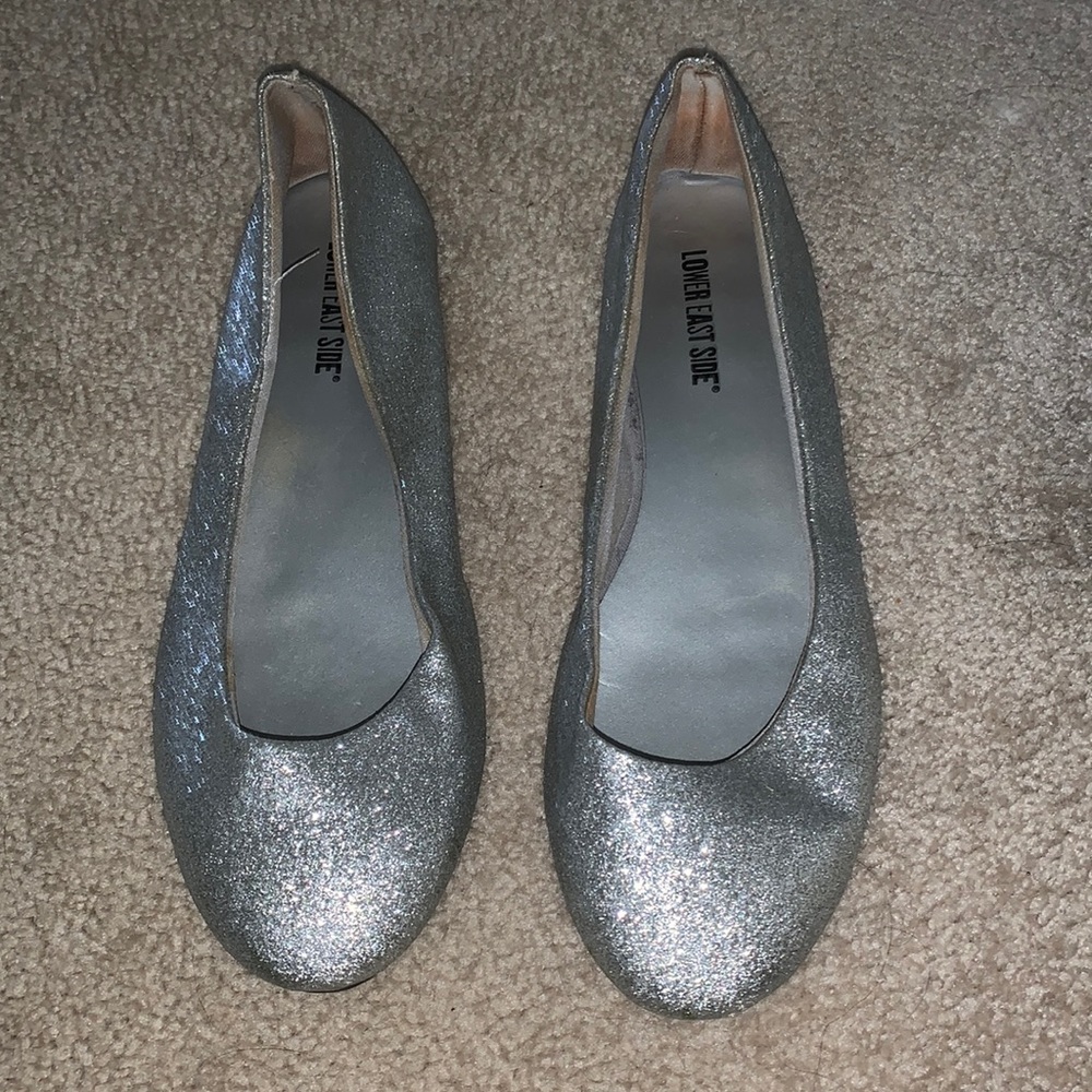 Silver glittery flats